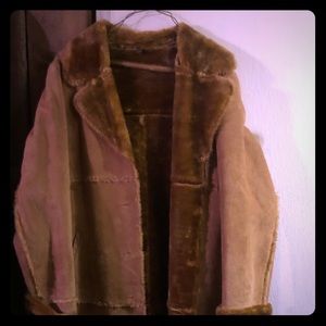 Full length leather and fur coat